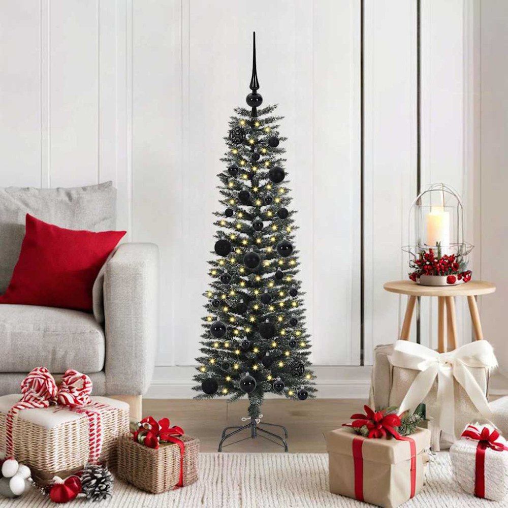 vidaXL Konstgjord julgran med 150 LED-lampor Grön 40,5 x 40,5 x 120 cm