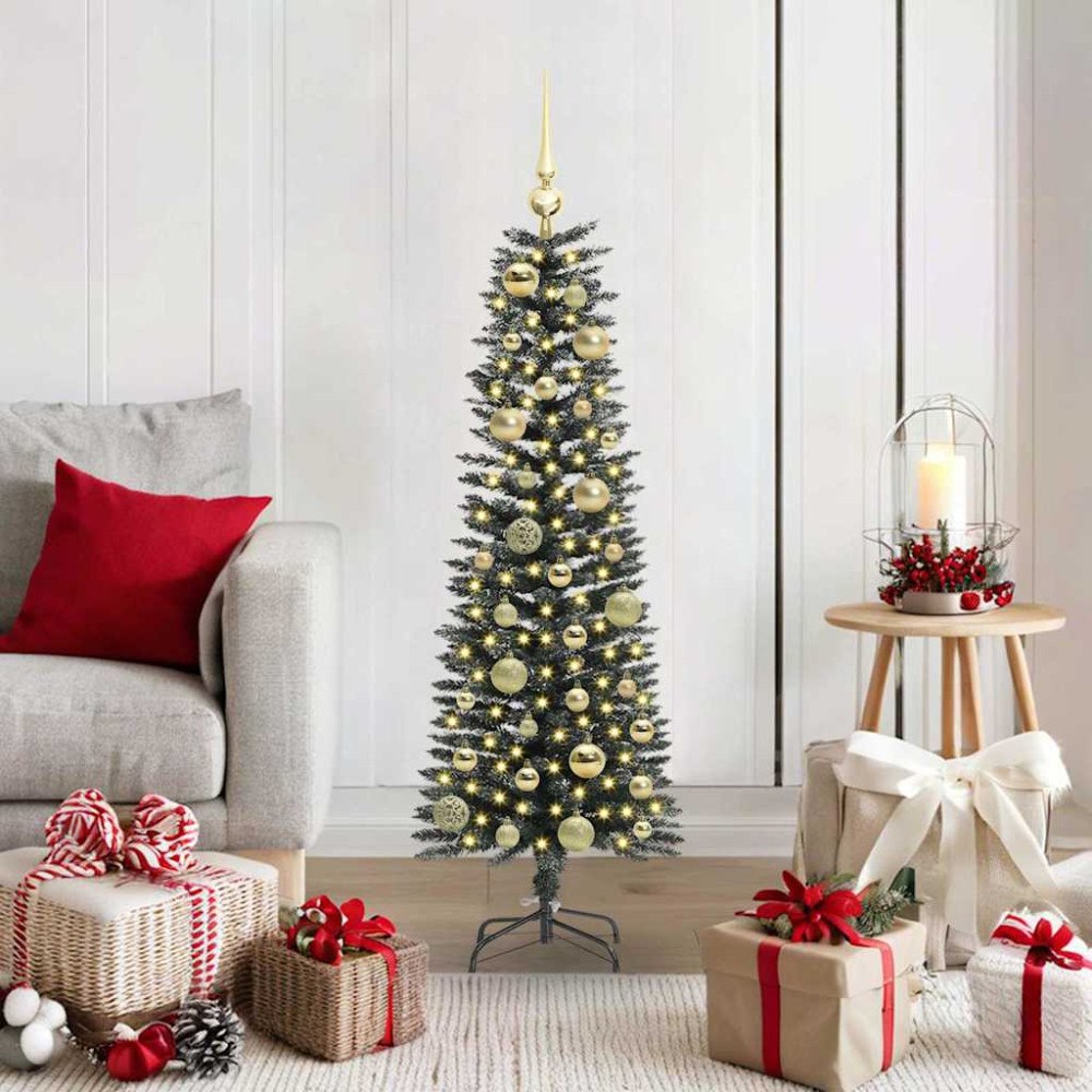 vidaXL Konstgjord julgran med 150 LED-lampor Grön 40,5 x 40,5 x 120 cm