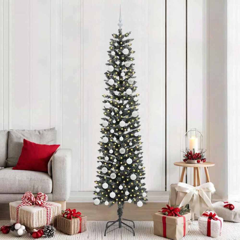 vidaXL Konstgjord julgran Grön 58 x 58 x 210 cm PVC och Plast och Stål