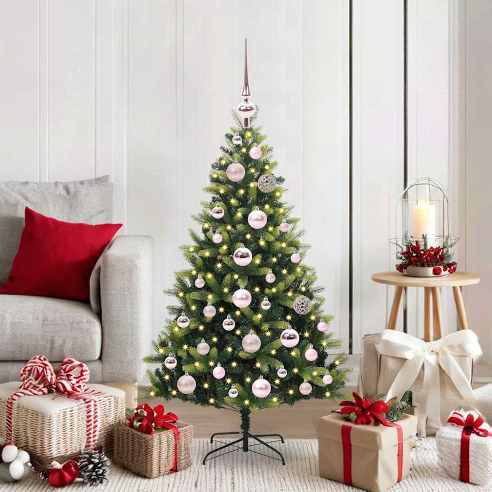 vidaXL Konstgjort Fällbart Julträd 150 LEDs Grön 120 cm PVC och PE