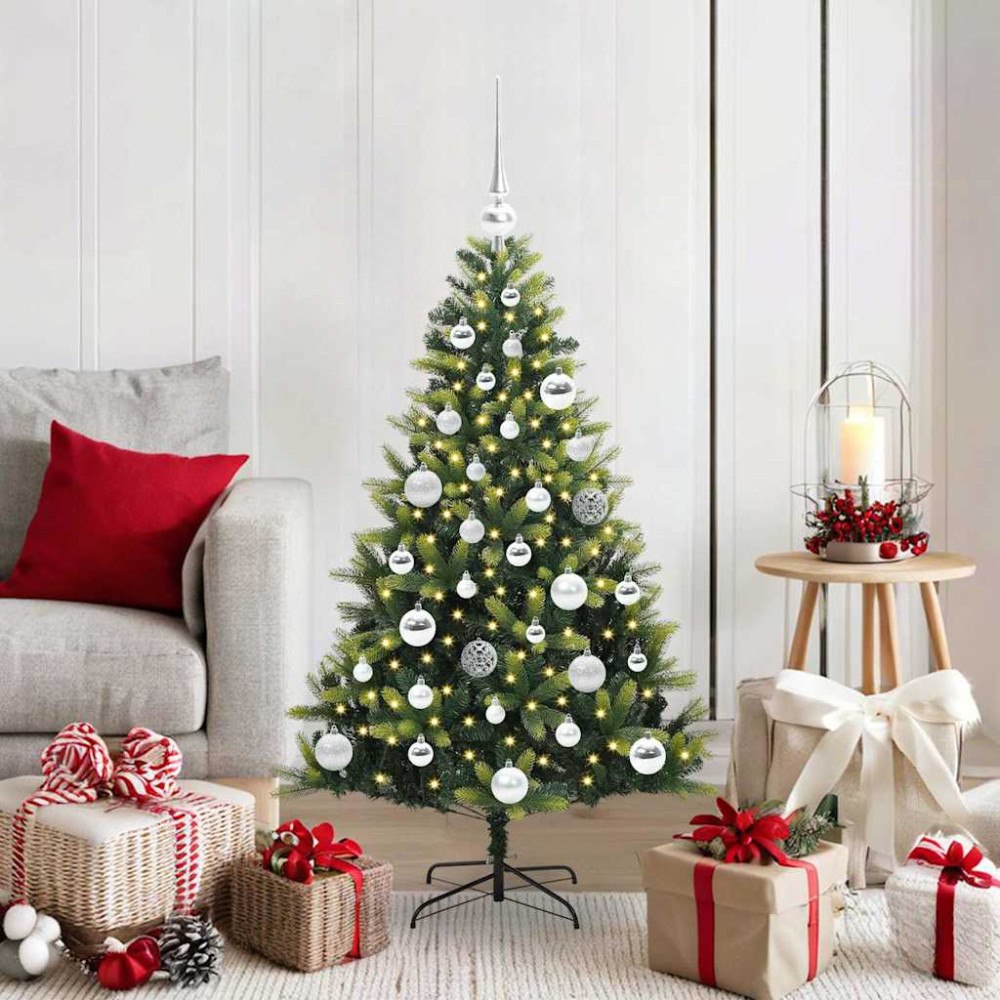 vidaXL Konstgjort Fällbart Julträd 150 LEDs Grön 120 cm PVC och PE