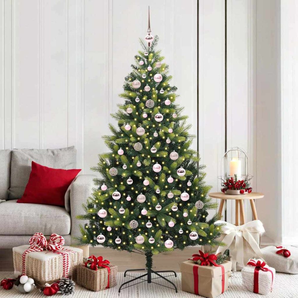 vidaXL Konstgjord Hämtad Julgran 300 LEDs Grön 180 cm PVC och PE
