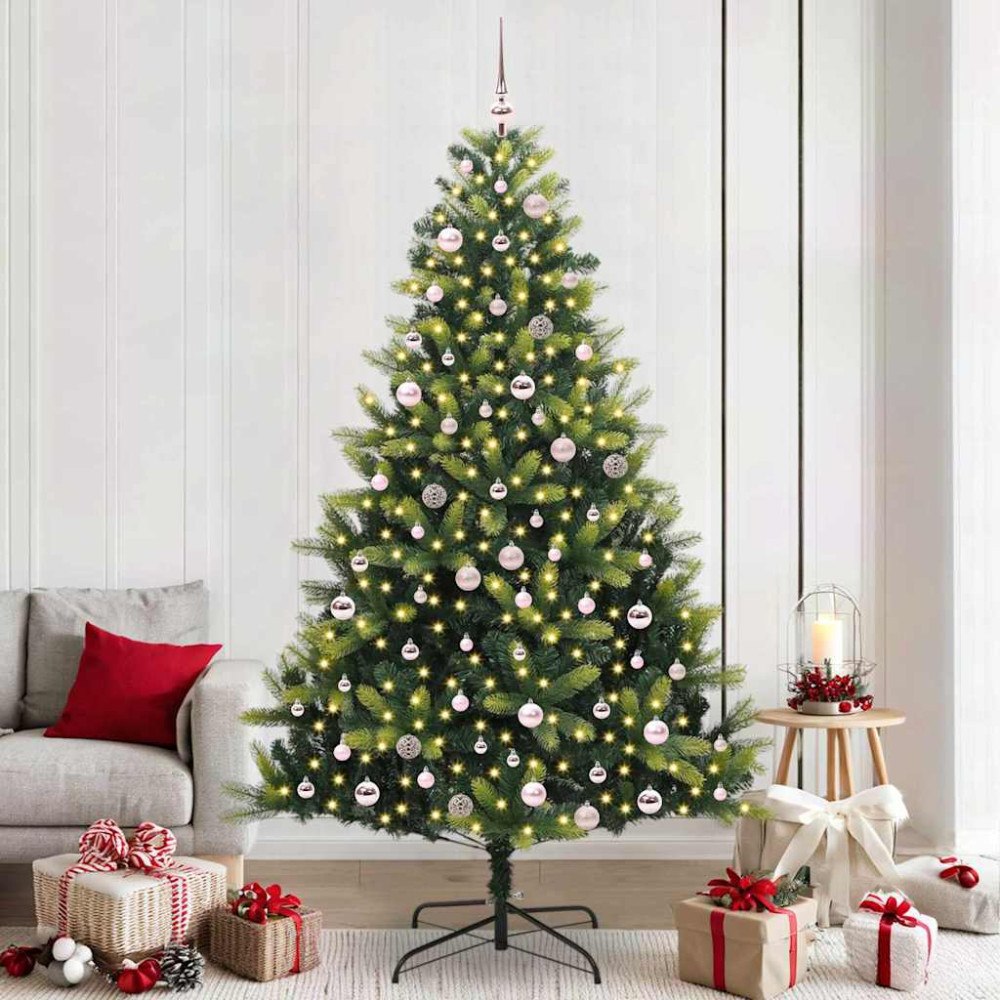 vidaXL Konstgjord hopfällbar julgran 300 LED-lampor Grön 240 cm