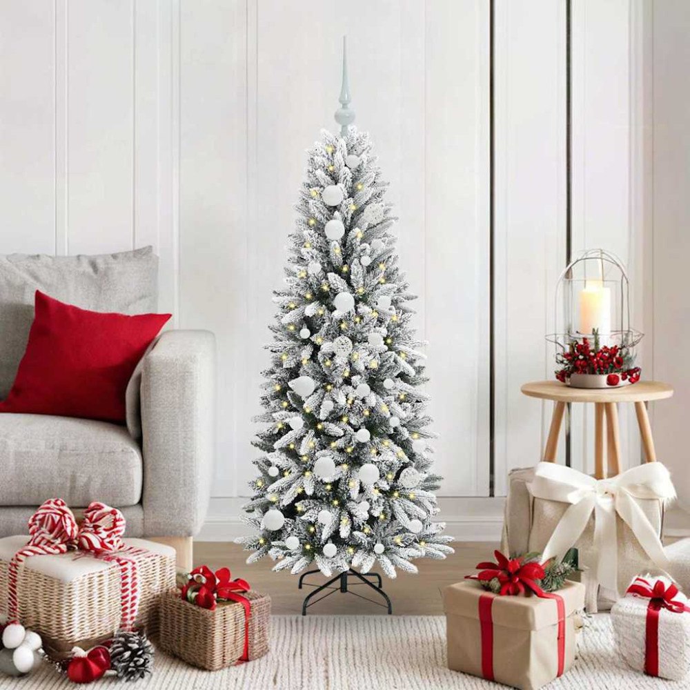 vidaXL Konstgjord julgran Vit 53 x 53 x 120 cm PVC, Plast, Stål och PE