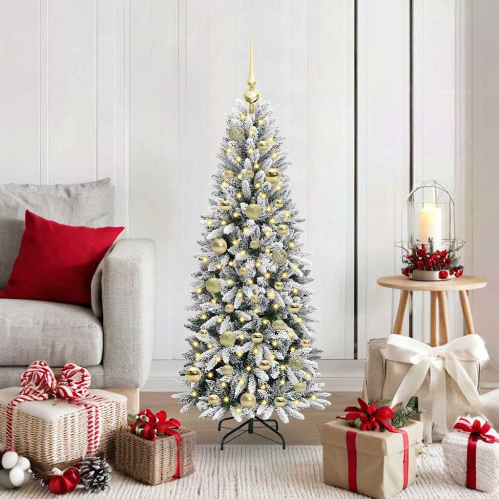 vidaXL Konstgjord julgran Vit 53 x 53 x 120 cm PVC, Plast, Stål och PE