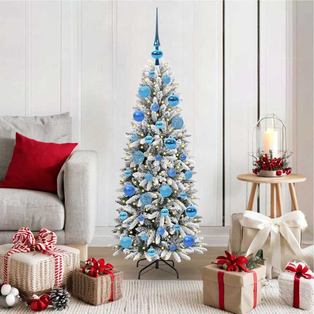 vidaXL Konstgjord julgran Vit 53 x 53 x 120 cm PVC, Plast, Stål och PE
