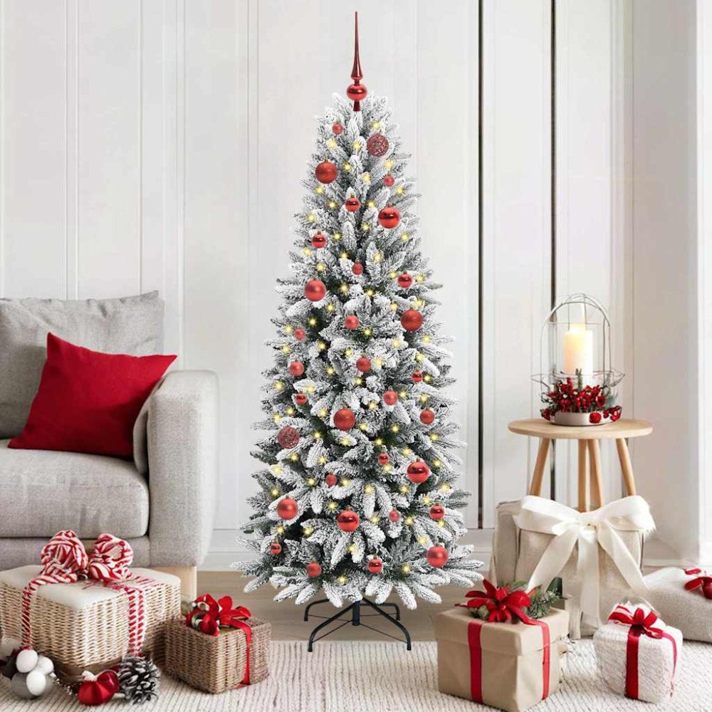 vidaXL Konstgjord julgran Vit 63 x 63 x 150 cm PVC, Plast, Stål och PE