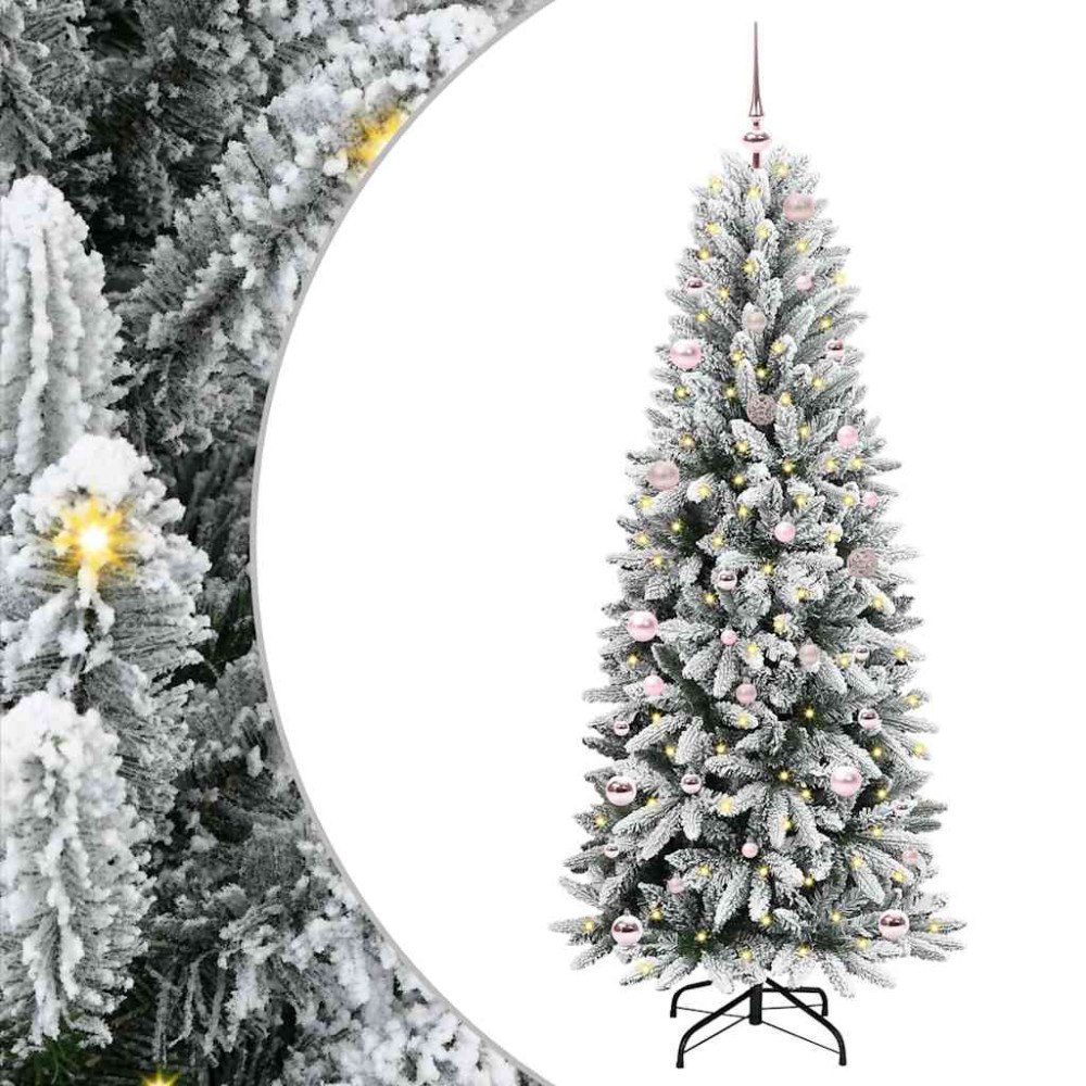 vidaXL Konstgjord julgran Vit 63 x 63 x 150 cm PVC, Plast, Stål och PE