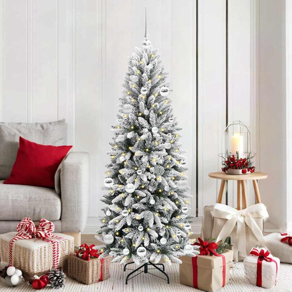 vidaXL Konstgjord julgran Vit 63 x 63 x 150 cm PVC, Plast, Stål och PE