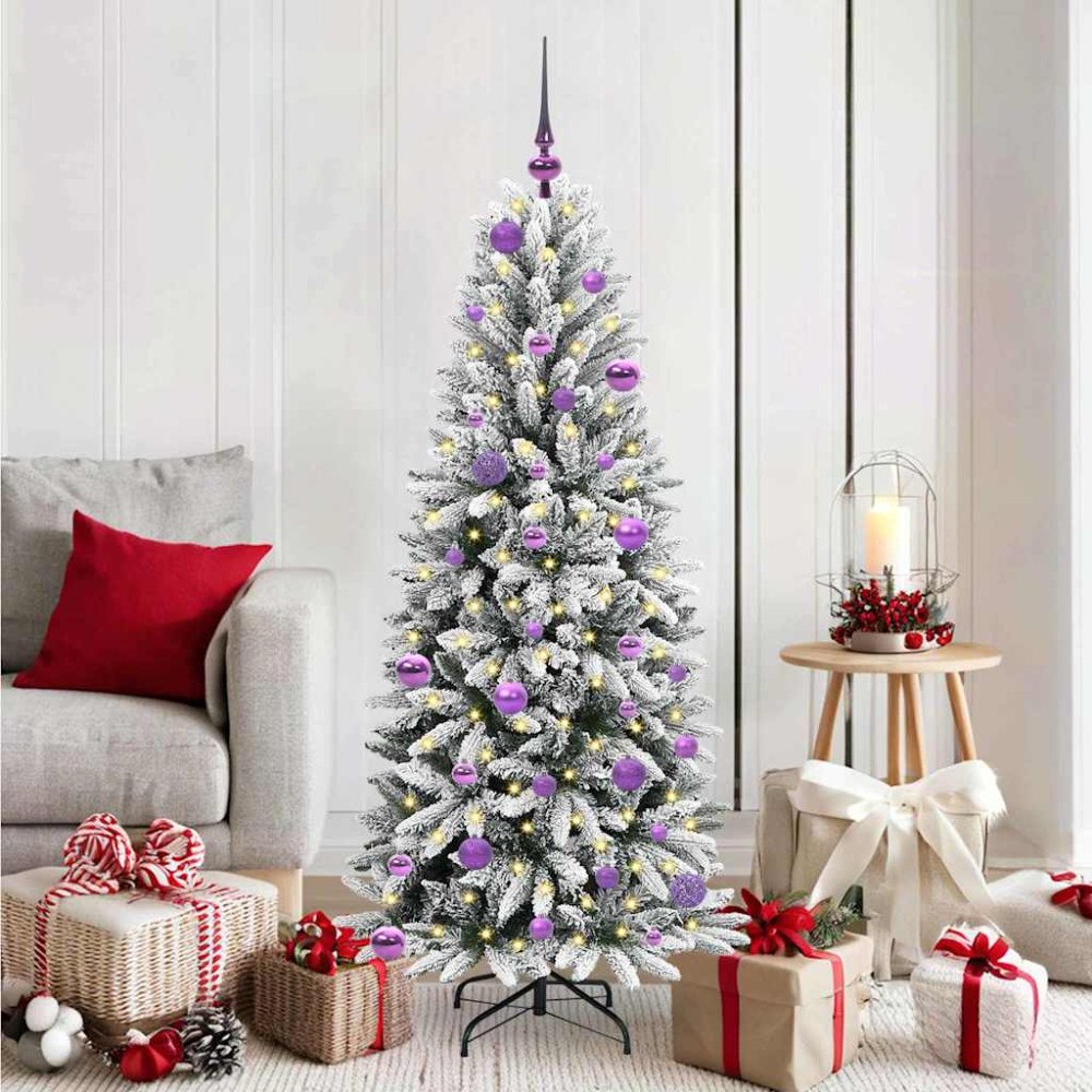 vidaXL Konstgjord julgran Vit 63 x 63 x 150 cm PVC, Plast, Stål och PE
