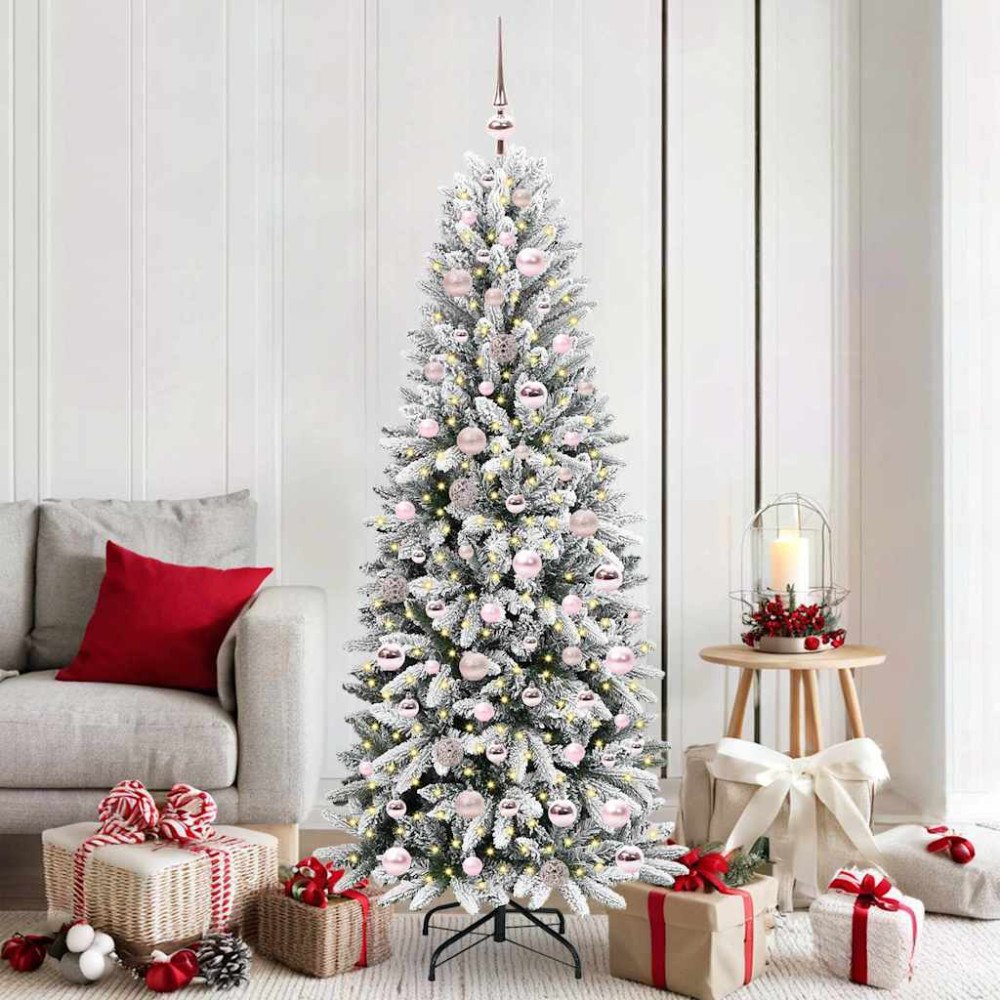 vidaXL Konstgjord julgran Vit 73 x 73 x 180 cm PVC, Plast, Stål och PE