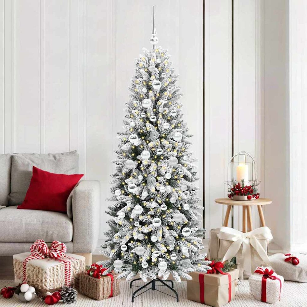 vidaXL Konstgjord julgran Vit 73 x 73 x 180 cm PVC, Plast, Stål och PE