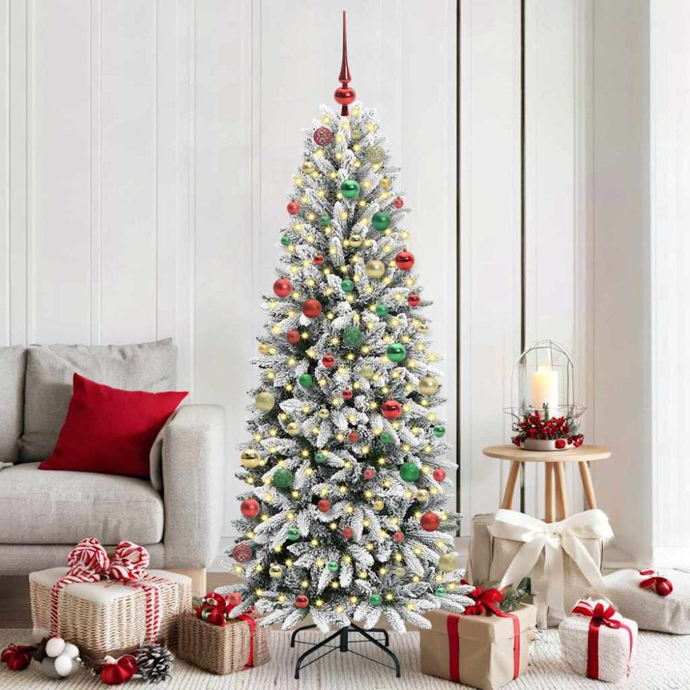 vidaXL Konstgjord julgran Vit 73 x 73 x 180 cm PVC, Plast, Stål och PE