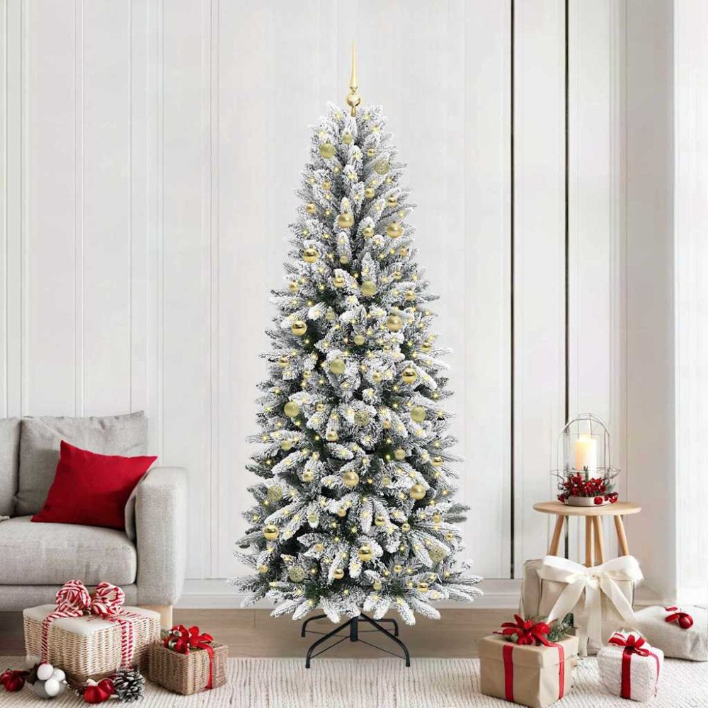 vidaXL Konstgjord julgran Vit 78 x 78 x 210 cm PVC, Plast, Stål och PE