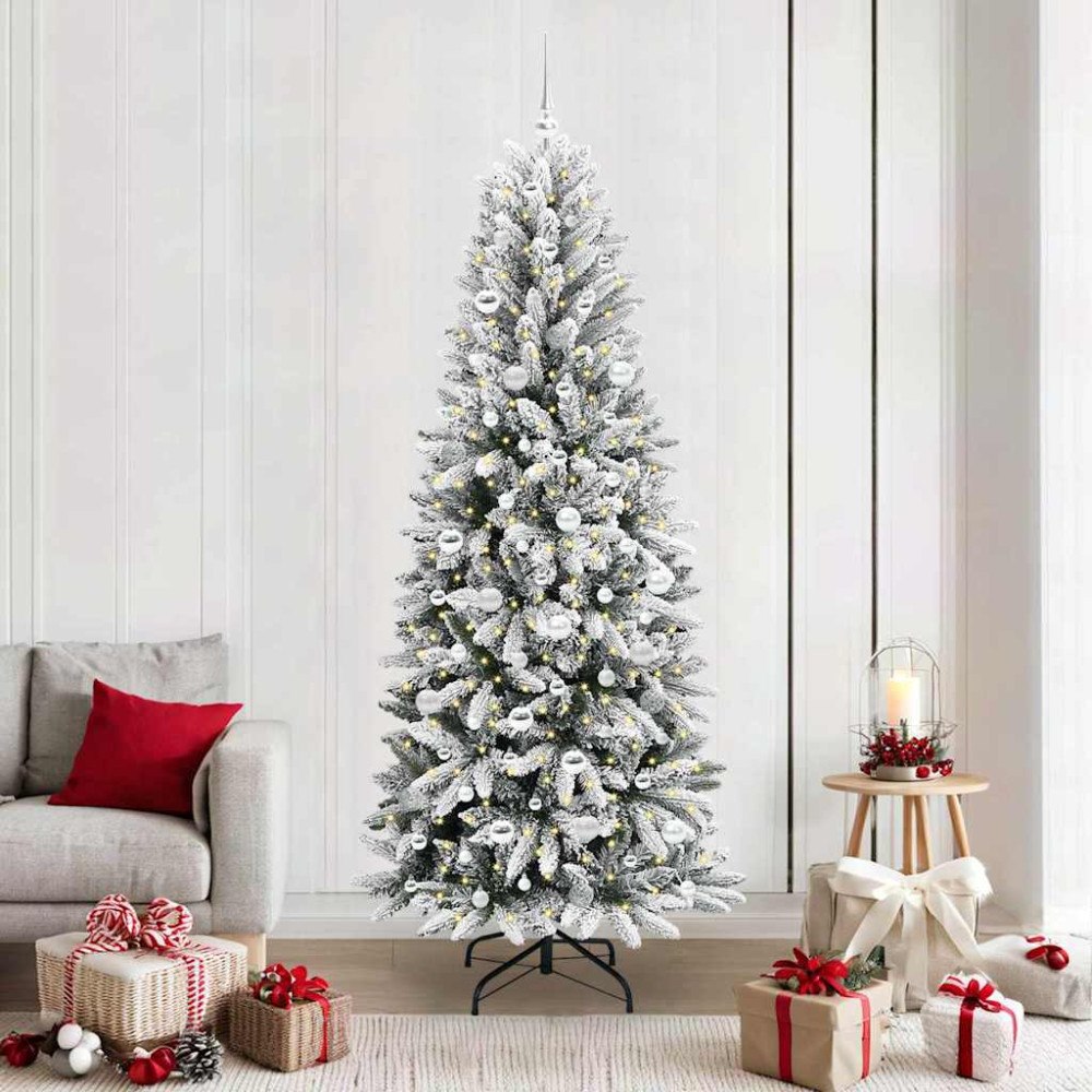 vidaXL Konstgjord julgran Vit 78 x 78 x 210 cm PVC, Plast, Stål och PE