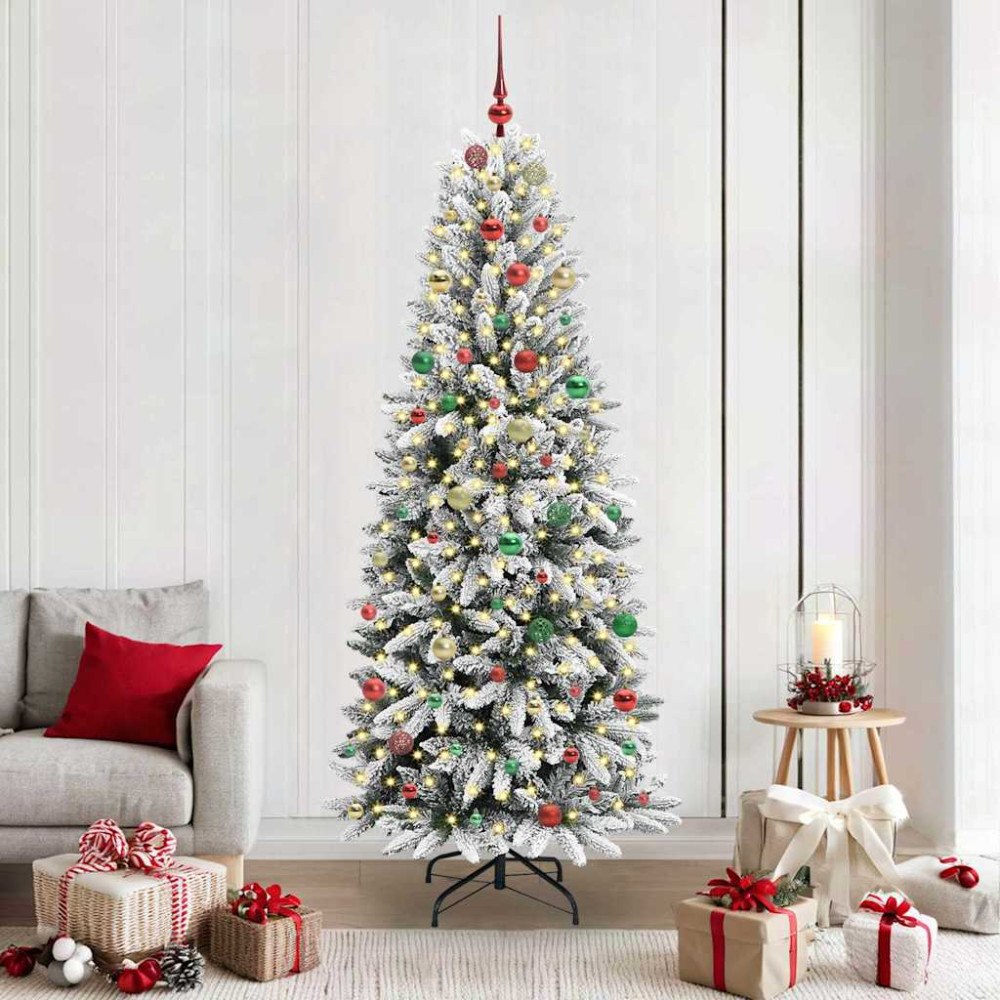 vidaXL Konstgjord julgran Vit 78 x 78 x 210 cm PVC, Plast, Stål och PE