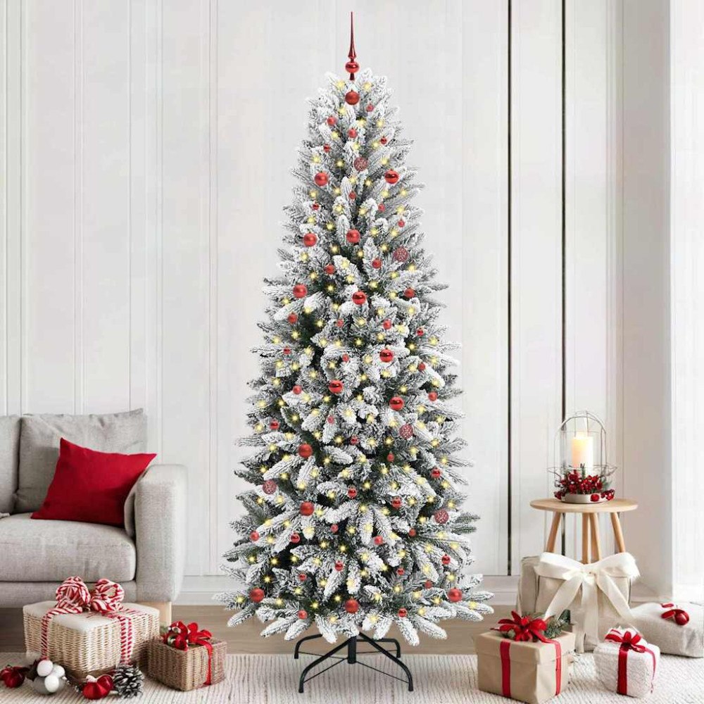 vidaXL Konstgjord julgran Vit 93 x 93 x 240 cm PVC, Plast, Stål och PE