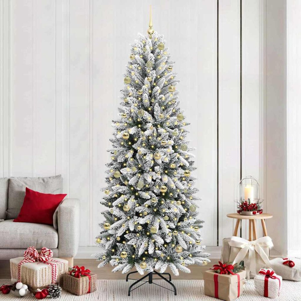vidaXL Konstgjord julgran Vit 93 x 93 x 240 cm PVC, Plast, Stål och PE