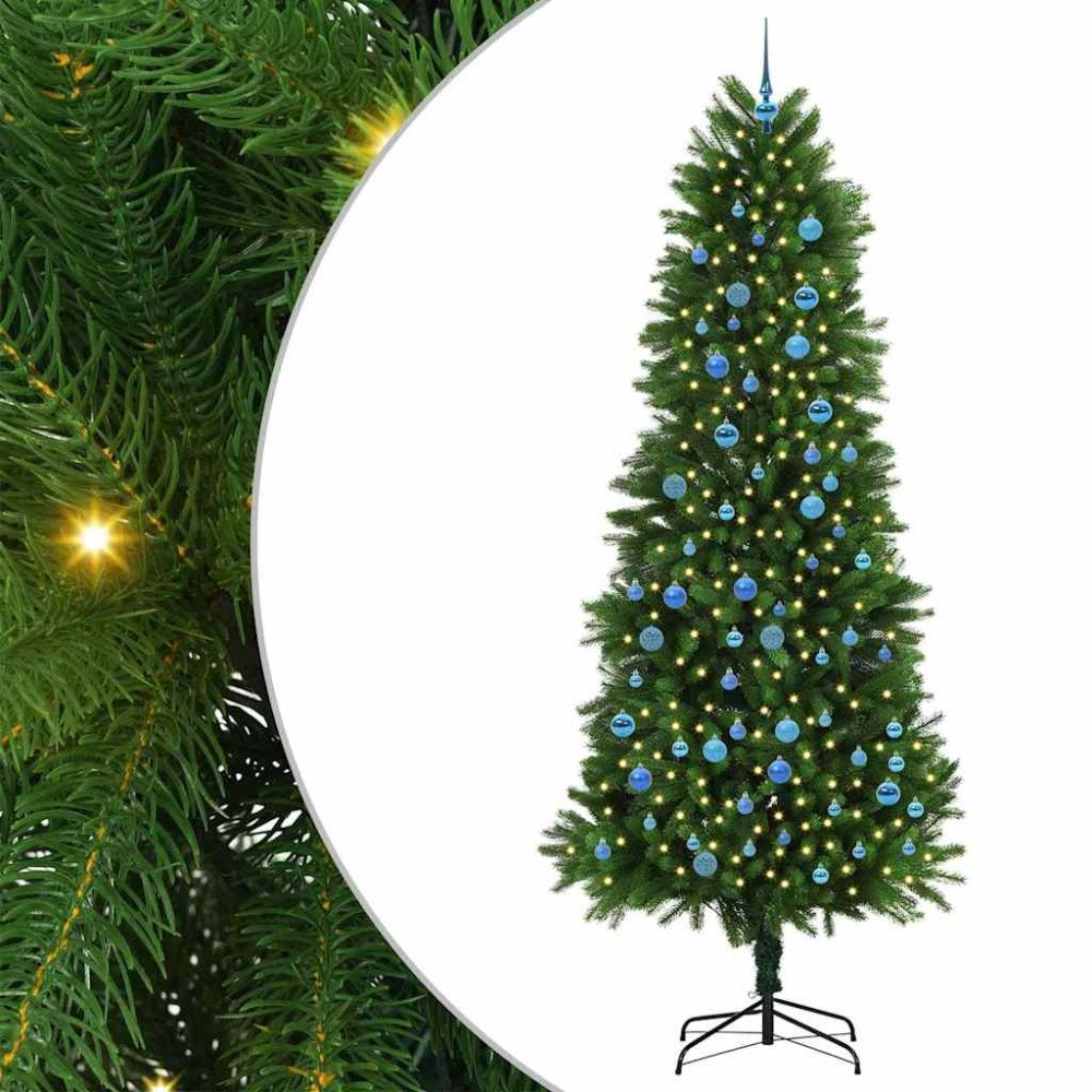 vidaXL Julgran med 300 LED-lampor med stativ Grön 240 cm PE
