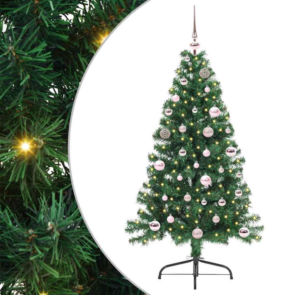 vidaXL Konstgjord Förbelyst Julgran med 150 LED-lampor Grön 150 cm PVC