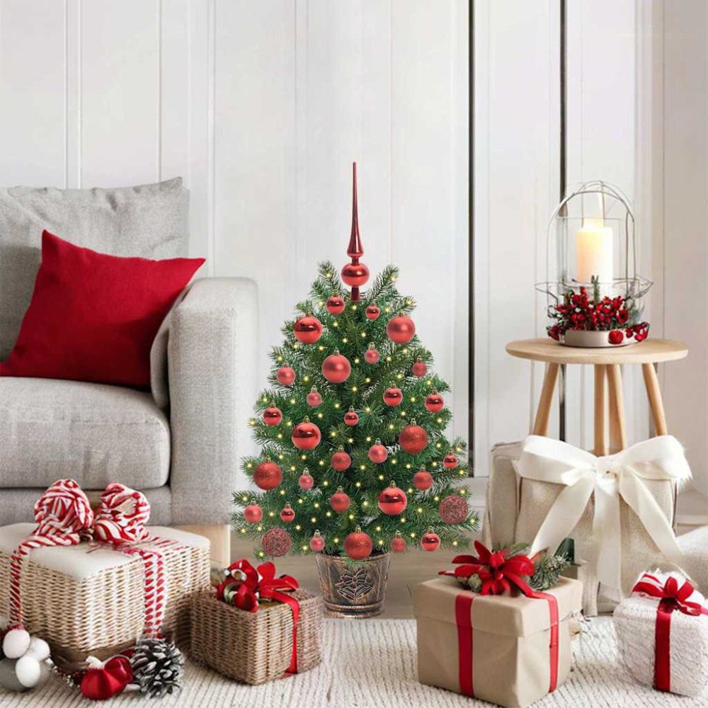 vidaXL Konstgjord julgran med 150 LED-lampor Grön 75 cm PE och PVC