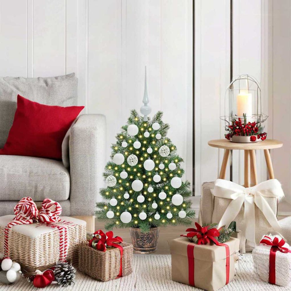 vidaXL Konstgjord julgran med 150 LED-lampor Grön 75 cm PE och PVC