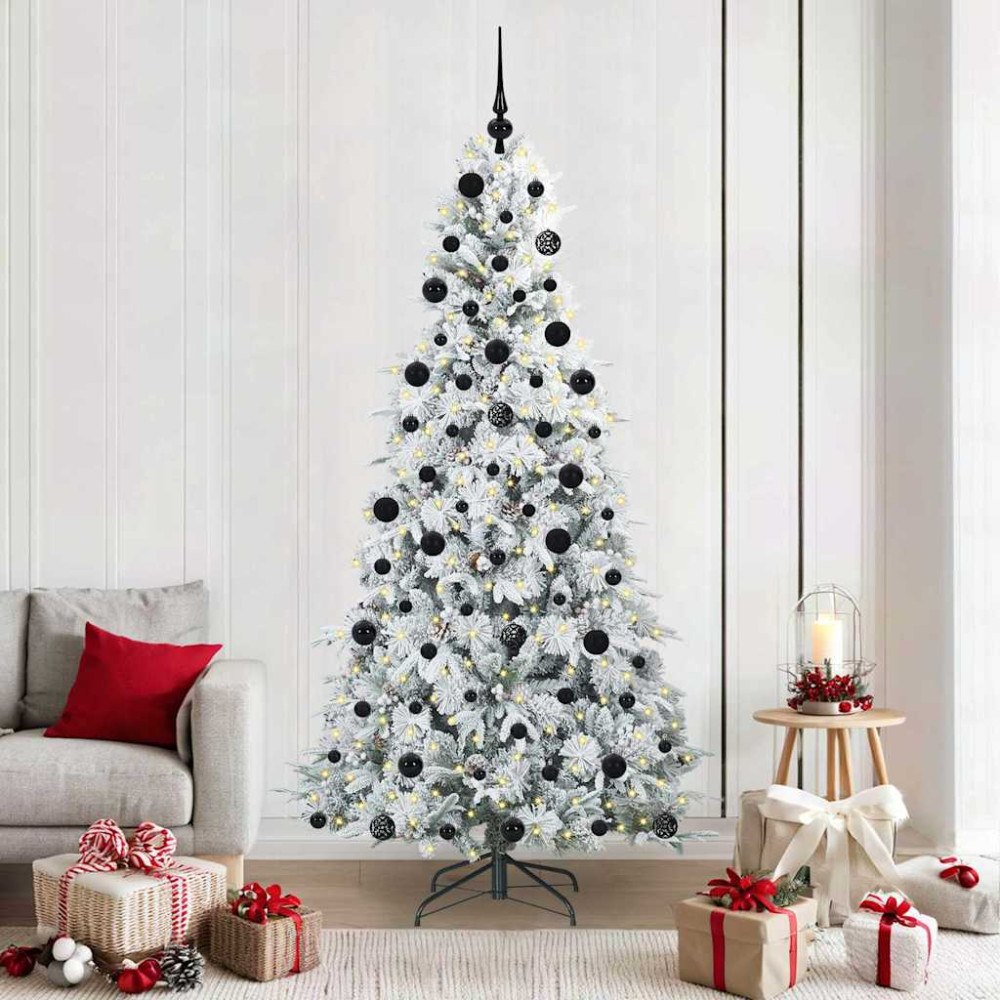 vidaXL Plast Hingad Julgran med 300 LED-lampor Grön 210 cm PE och PVC