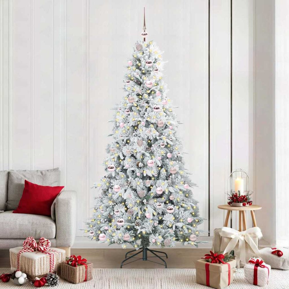 vidaXL Plast Hingad Julgran med 300 LED-lampor Grön 210 cm PE och PVC