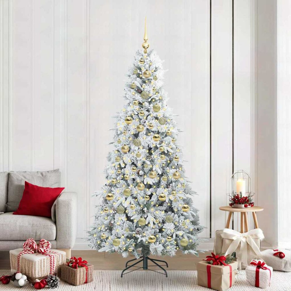 vidaXL Plast Hingad Julgran med 300 LED-lampor Grön 210 cm PE och PVC