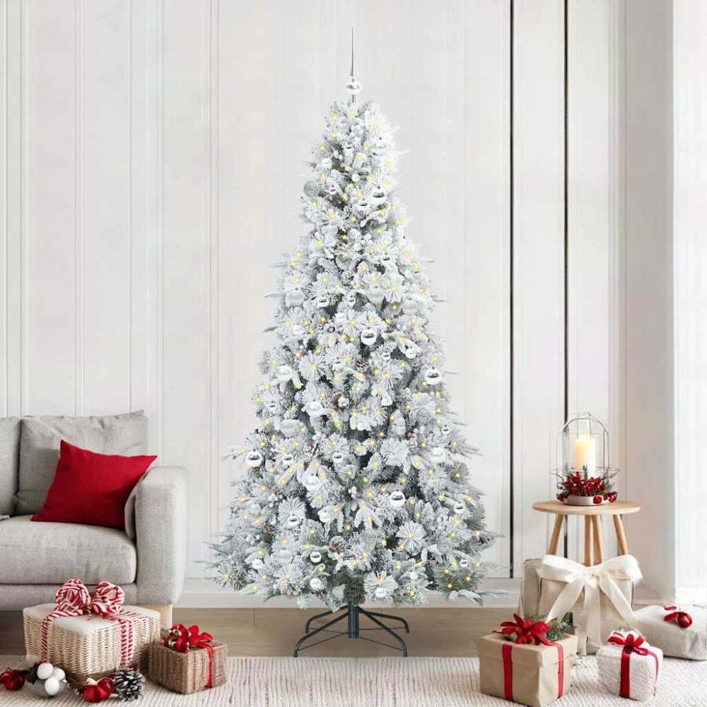vidaXL Plast Hingad Julgran med 300 LED-lampor Grön 210 cm PE och PVC