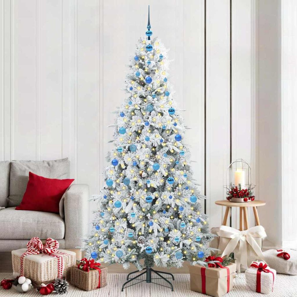 vidaXL Plast Hingad Julgran med 300 LED-lampor Grön 210 cm PE och PVC
