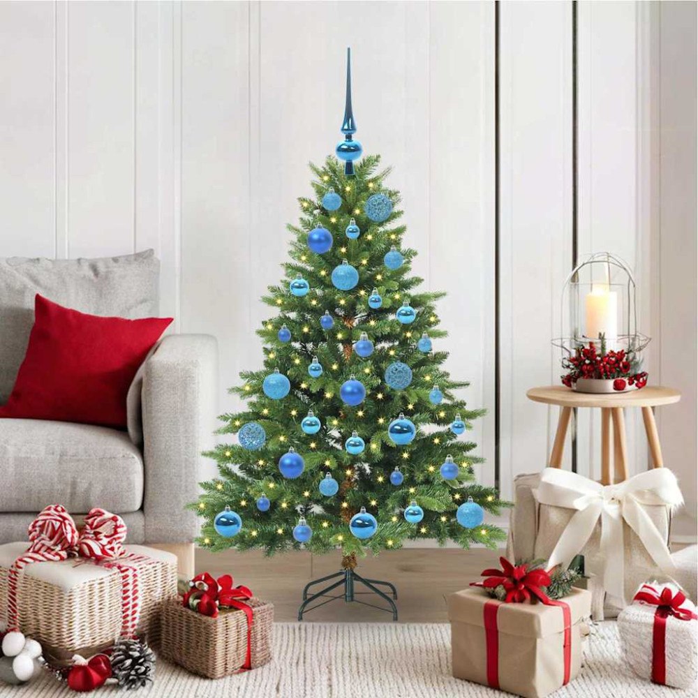 vidaXL Konstgjord julgran med 150 LED-lampor Grön 120 cm PE och PVC