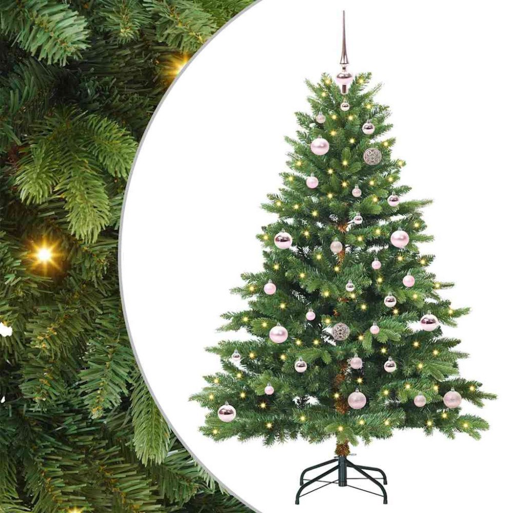 vidaXL Konstgjord julgran med 150 LED-lampor Grön 150 cm PE och PVC