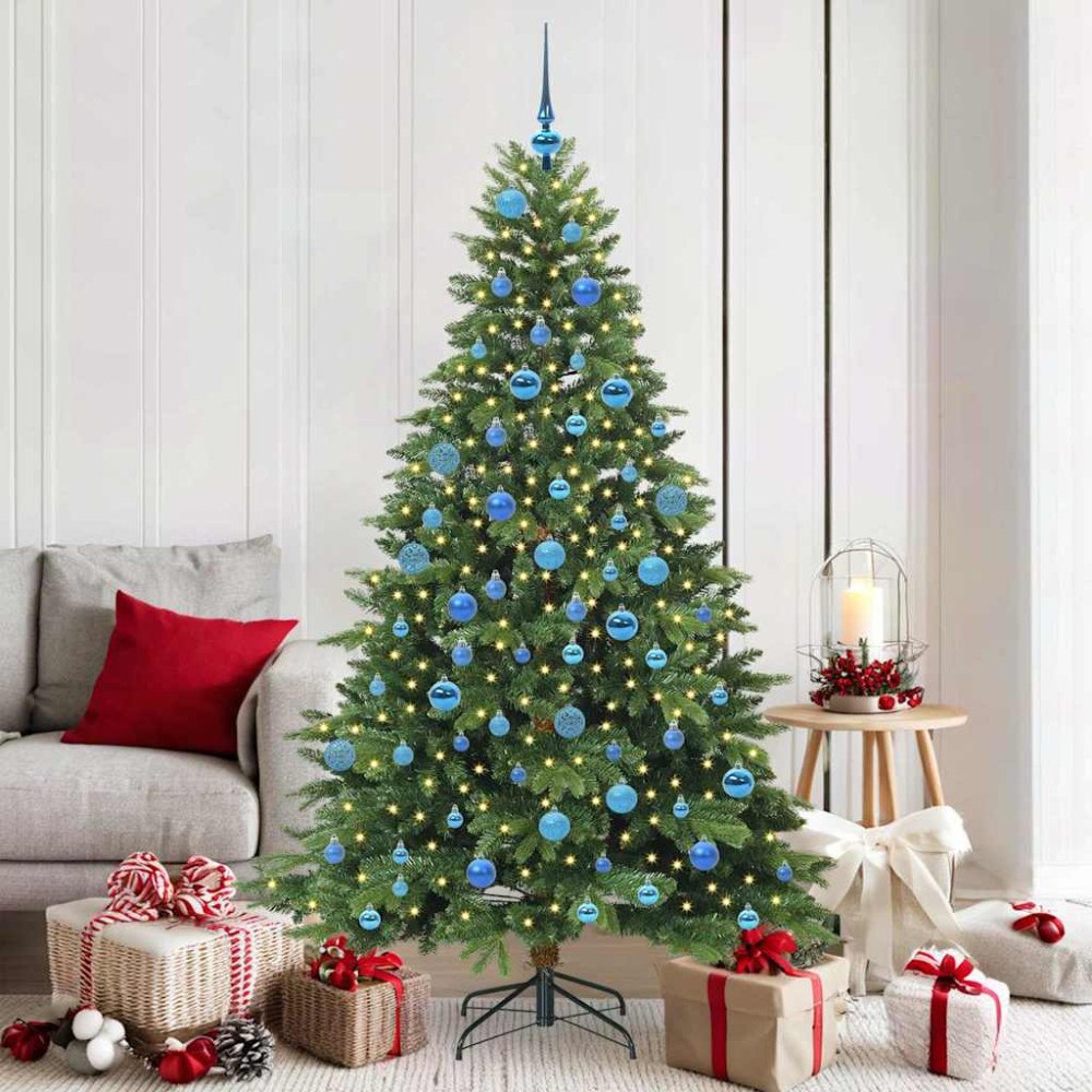 vidaXL Konstgjord julgran med 300 LED-lampor Grön 180 cm PE och PVC