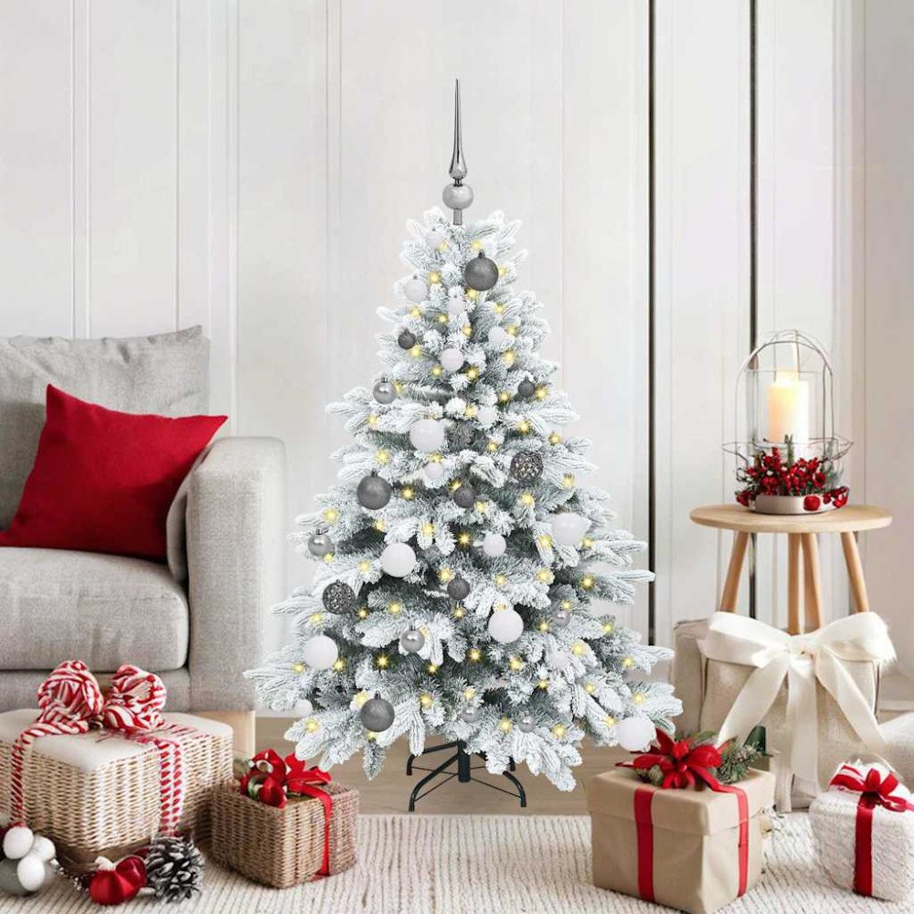 vidaXL Konstgjord julgran med 150 LED-lampor Grön 120 cm PE och PVC