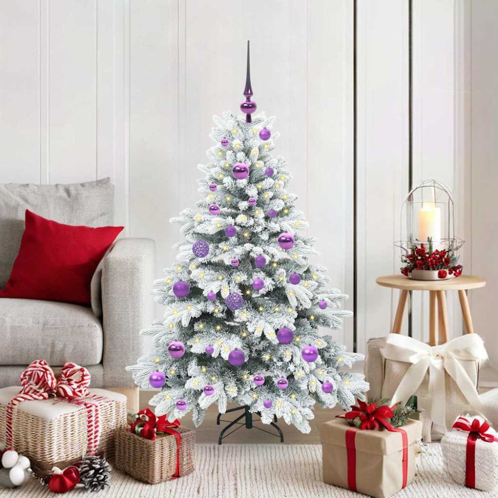 vidaXL Konstgjord julgran med 150 LED-lampor Grön 120 cm PE och PVC