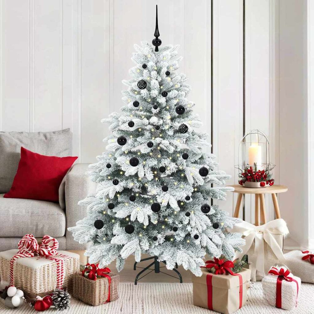 vidaXL Konstgjord julgran med 150 LED-lampor Grön 150 cm PE och PVC