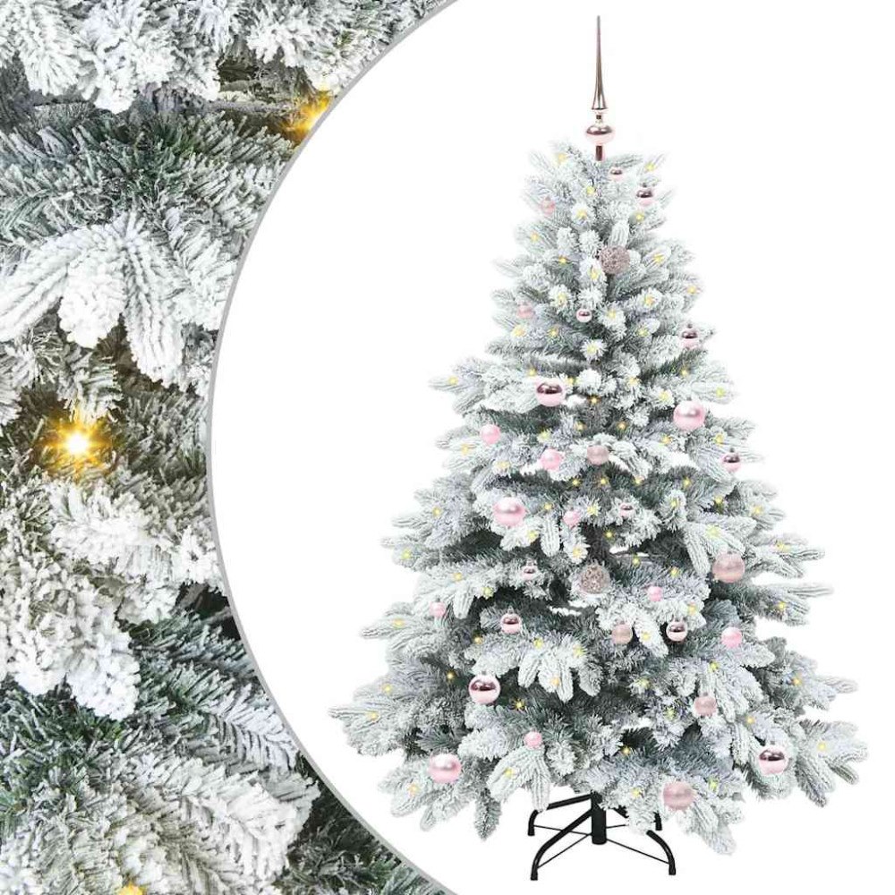 vidaXL Konstgjord julgran med 150 LED-lampor Grön 150 cm PE och PVC