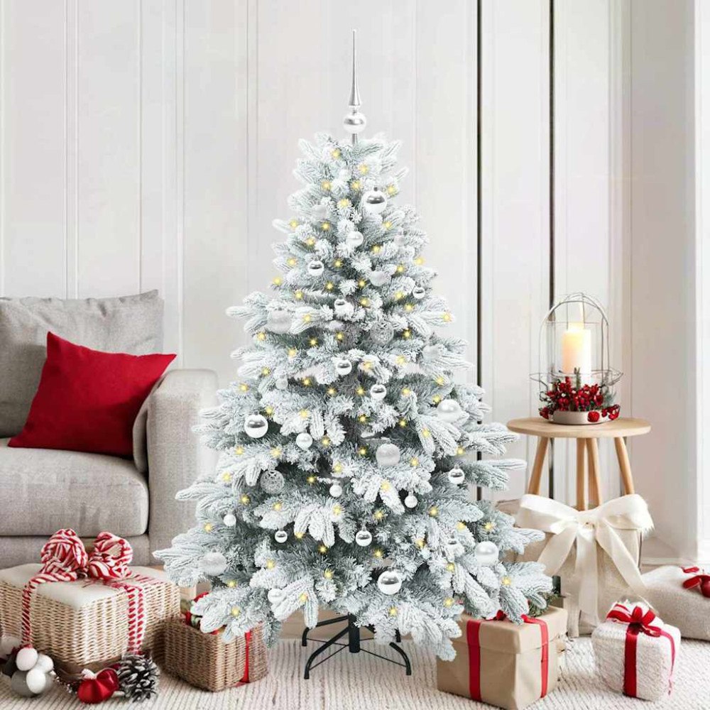 vidaXL Konstgjord julgran med 150 LED-lampor Grön 150 cm PE och PVC