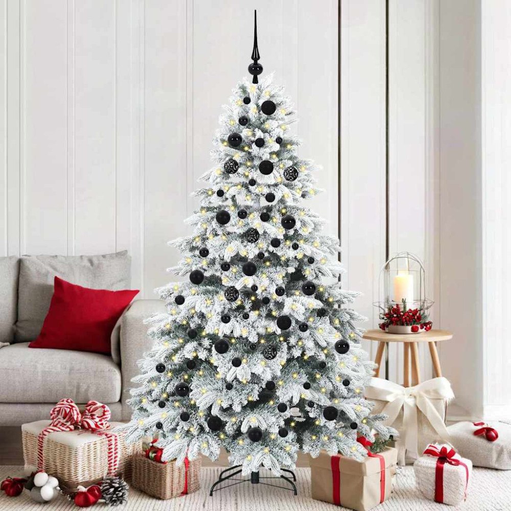 vidaXL Konstgjord julgran med 300 LED-lampor Grön 180 cm PE och PVC