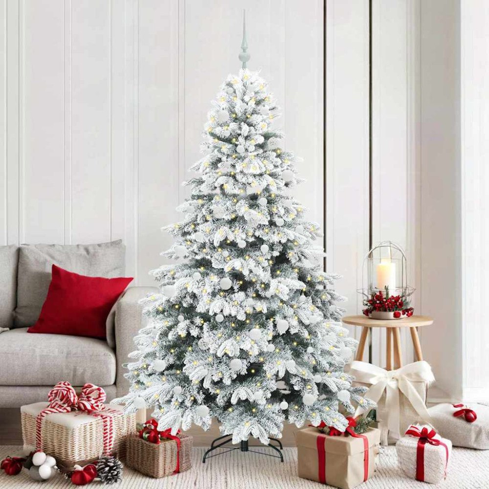 vidaXL Konstgjord julgran med 300 LED-lampor Grön 180 cm PE och PVC