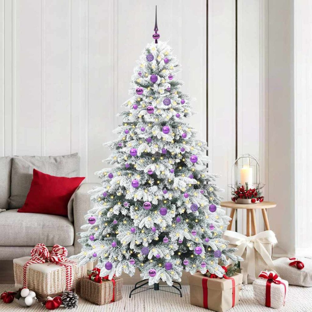 vidaXL Konstgjord julgran med 300 LED-lampor Grön 180 cm PE och PVC