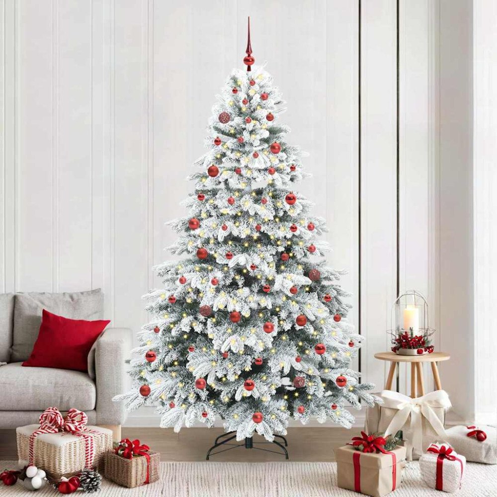 vidaXL Konstgjord julgran med 300 LED-lampor Grön 210 cm PE och PVC