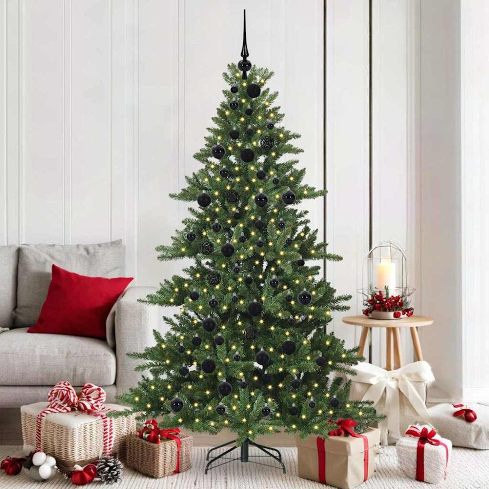 vidaXL Plast Hingad Julgran med 300 LED-lampor med stativ 180 cm PVC