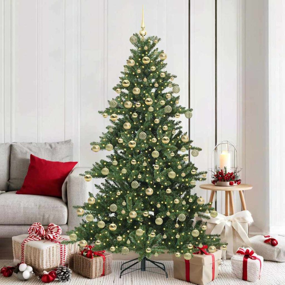 vidaXL Plast Hingad Julgran med 300 LED-lampor med stativ 180 cm PVC