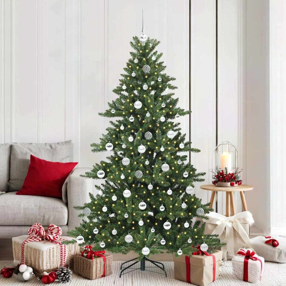 vidaXL Plast Hingad Julgran med 300 LED-lampor med stativ 180 cm PVC