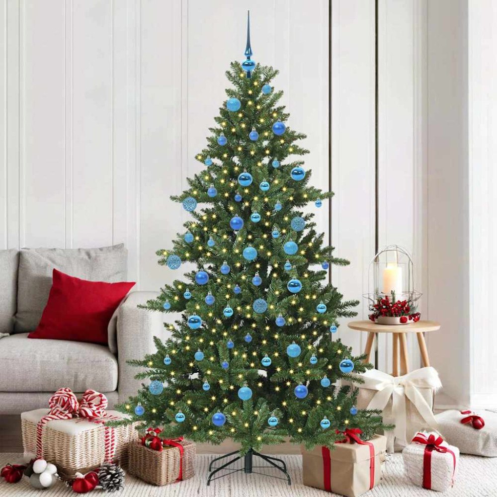 vidaXL Plast Hingad Julgran med 300 LED-lampor med stativ 180 cm PVC