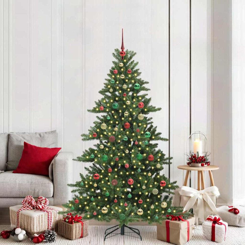 vidaXL Plast Hingad Julgran med 300 LED-lampor med stativ 180 cm PVC
