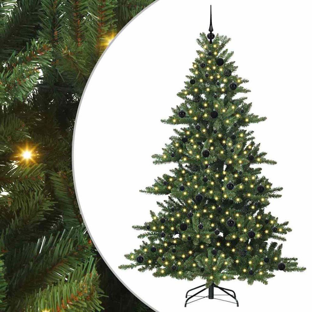 vidaXL Plast Hingad Julgran med 300 LED-lampor med stativ 210 cm PVC