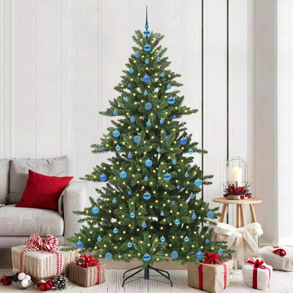vidaXL Plast Hingad Julgran med 300 LED-lampor med stativ 210 cm PVC